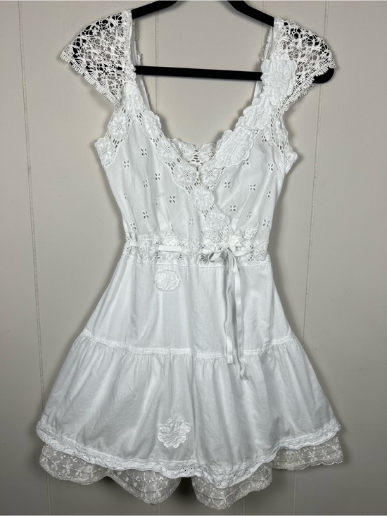 Free People Dresses & Skirts - Free People Cottagecore Coquette White Eyelet Lace Mini Dress XS